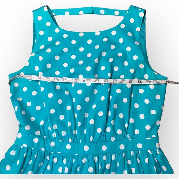 Cynthia Rowley Turquoise White Polka Dot Fit & Flare Sleeveless Dress size 8 - Picture 6 of 11